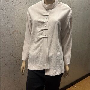 Christopher Calvin Asymmetrical Chic Cream Button-Down Women's Shirt